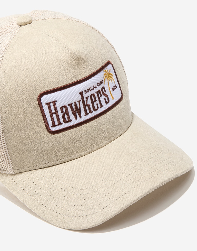 &Alpha;&xi;&epsilon;&sigma;&omicron;&upsilon;ά&rho; Hawkers PALM TRUCKER CAP SAND